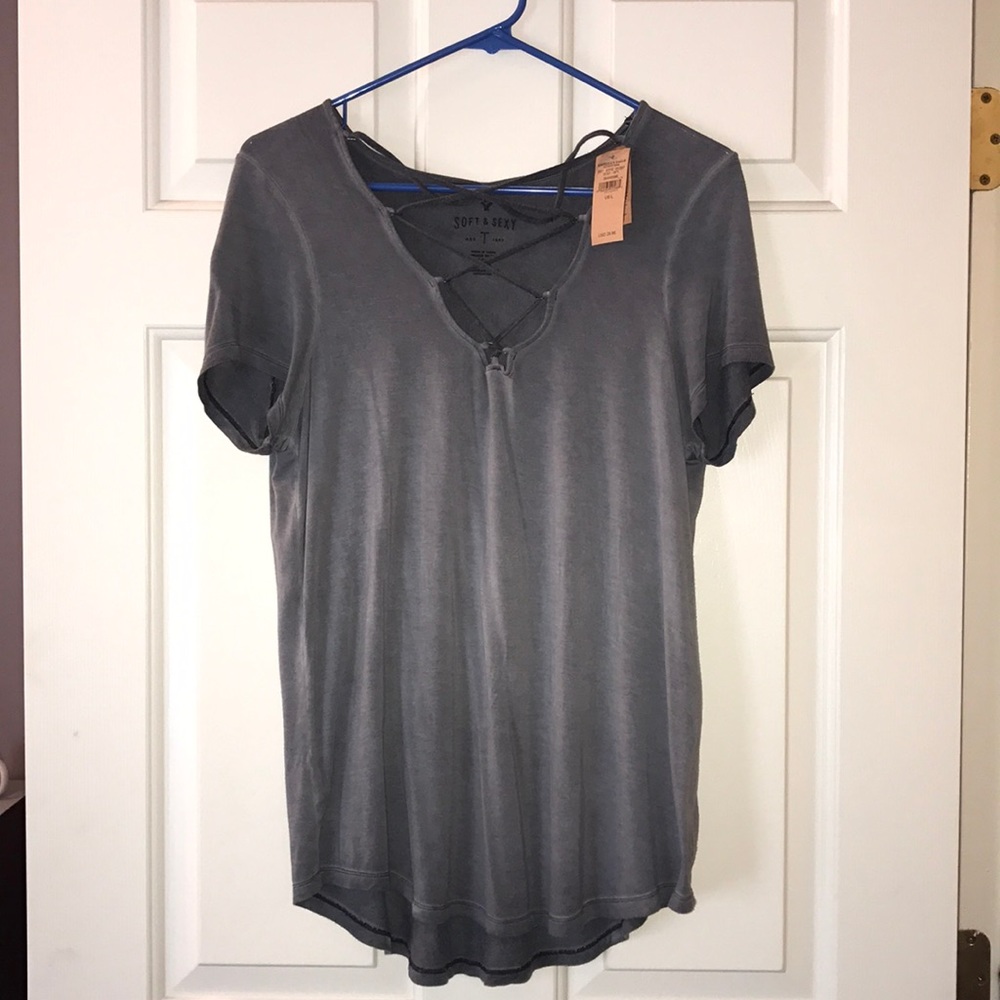 American Eagle Soft n Sexy Lace Neck Tee